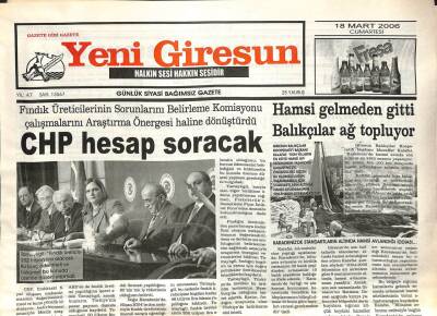 Yeni Giresun Gazetesi 18 Mart 2006 - CHP Hesap Soracak GZ108847 - 1