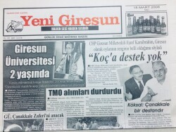 Yeni Giresun Gazetesi - 18 Mart 2008 - TMO Alımları Durdurdu GZ46501 - 2