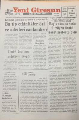 Yeni Giresun Gazetesi 18 Temmuz 1990 Kümbet Şenliğinin Tadına Doyulmadı GZ25610 - 1