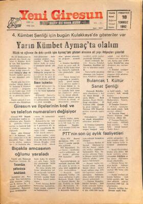 Yeni Giresun Gazetesi 18 Temmuz 1992 - Deplasmanlı Amatör Ligde Kontenjan Oyuncular Belli Oldu GZ108005 - 1