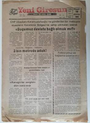 Yeni Giresun Gazetesi 19 Ağustos 1993 - Suçumuz Devlete Bağlı Olmak Mı ? GZ31155 - 1