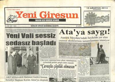 Yeni Giresun Gazetesi 19 Ağustos 2013 - Yeni Vali Sessiz Sedasız Başladı GZ101839 - 1