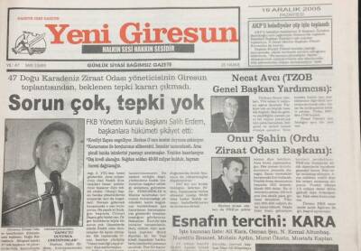 Yeni Giresun Gazetesi 19 Aralık 2005 Esnafın Tercihi Kara GZ30914 - 1