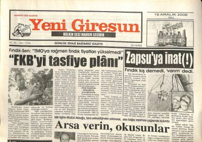 Yeni Giresun Gazetesi 19 Aralık 2006 - FKByi Tasfiye Planı GZ101800 - 2
