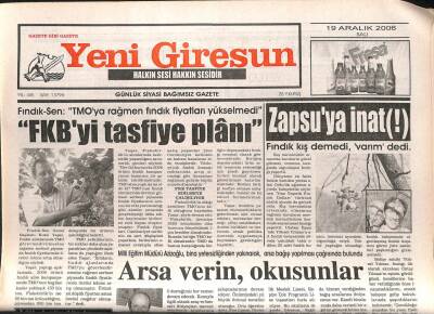 Yeni Giresun Gazetesi 19 Aralık 2006 - FKByi Tasfiye Planı GZ107975 - 1