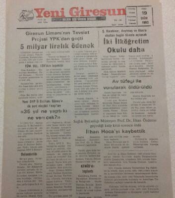 Yeni Giresun Gazetesi 19 Ekim 1993 - Giresunspor Galibiyete Hasret GZ38208 - 1