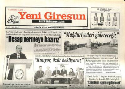 Yeni Giresun Gazetesi 19 Ekim 2011 - RektörHesap Vermeye Hazırız GZ108892 - 1