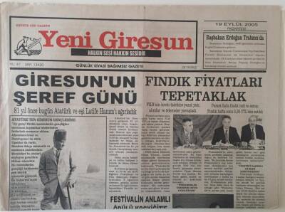 Yeni Giresun Gazetesi 19 Eylül 2005 - Giresunun Şeref Günü GZ31075 - 1