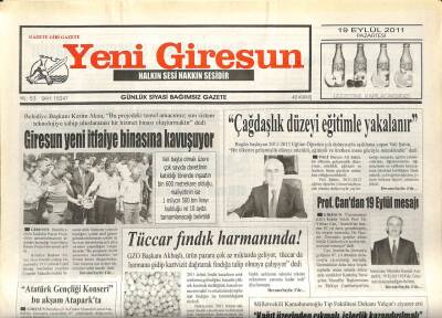 Yeni Giresun Gazetesi 19 Eylül 2011 - Giresun İtfaiye Binasına Kavuşuyor GZ108952 - 1
