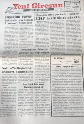 Yeni Giresun Gazetesi 19 Haziran 1996 Giresunspor İç Transfere Dönüyor GZ30430 - 1