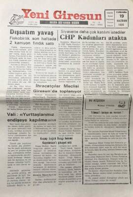 Yeni Giresun Gazetesi 19 Haziran 1996 İhracatçılar Meclisi Giresunda Toplanıyor GZ30498 - 1