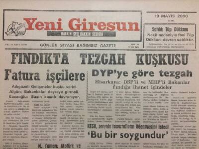 Yeni Giresun Gazetesi 19 Mayıs 2000 - Fındıkta Tezgah Kuşkusu GZ35443 - 1