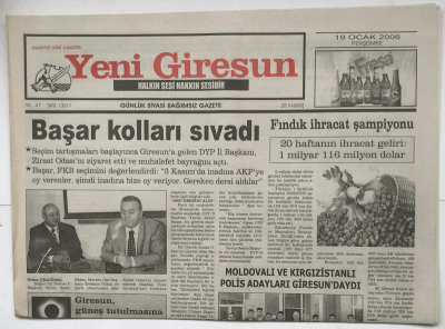 Yeni Giresun Gazetesi 19 Ocak 2006 - Vali İmamlar Çevre Bilgisi Versin GZ3625 - 1