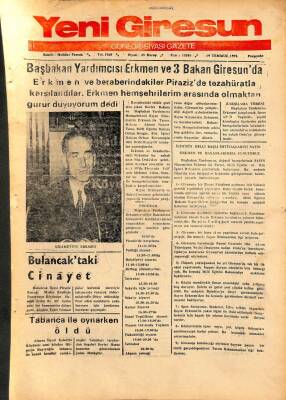Yeni Giresun Gazetesi 19 Temmuz 1973 - 3 Bakan Giresunda GZ108496 - 1