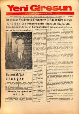 Yeni Giresun Gazetesi 19 Temmuz 1973 - Başbakan Yardımcısı Erkmen Ve 3 Bakan Giresunda GZ108538 - 1