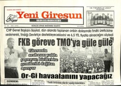 Yeni Giresun Gazetesi 19 Temmuz 2007 - Or-Gi Havaalanını Yapacağız GZ101941 - 1