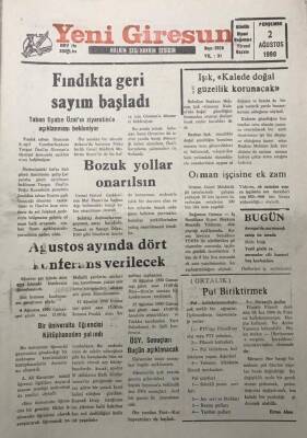 Yeni Giresun Gazetesi 2 Ağustos 1990 Mehmet Işık Kalede Doğal Güzellik Korunacak GZ30119 - 1