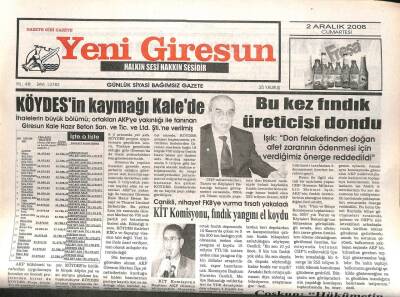 Yeni Giresun Gazetesi 2 Aralık 2006 - KÖYDESin Kaymağı Kalede GZ107961 - 1
