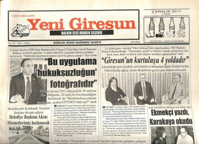 Yeni Giresun Gazetesi 2 Aralık 2011 - Giresunun Kurtuluşu 4 Yoldadır GZ108929 - 1