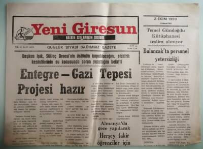 Yeni Giresun Gazetesi 2 Ekim 1999 Bulancakta Personel Yetersizliği -GZ37128 - 1