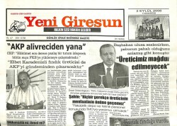 Yeni Giresun Gazetesi 2 Eylül 2006 - Üreticimiz Mağdur Edilmeyecek GZ101863 - 2