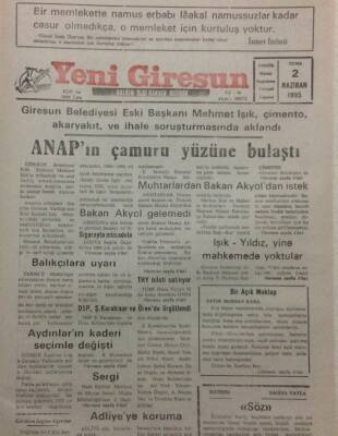 Yeni Giresun Gazetesi 2 Haziran 1995 - Anapın Çamuru Yüzüne Bulaştı GZ34674 - 1