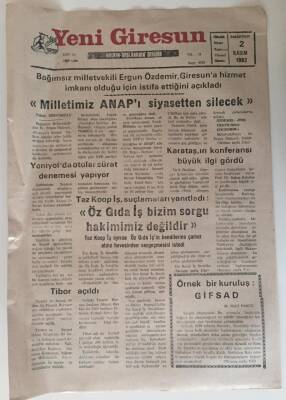 Yeni Giresun Gazetesi 2 Kasım 1992 - Milletimiz ANAPı Siyasetten Silecek GZ31067 - 1