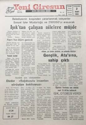 Yeni Giresun Gazetesi 2 Mart 1994 Murat Dizdar Sağduyulu İnsanları Yürüyüşe Bekliyoruz GZ30207 - 1