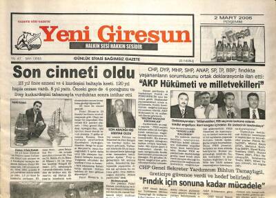 Yeni Giresun Gazetesi 2 Mart 2006 - Son Cinneti Oldu GZ101734 - 1