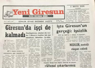 Yeni Giresun Gazetesi 2 Mayıs 2005 İşte Giresunun Gerçeği İşsizlik GZ30349 - 1