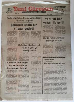 Yeni Giresun Gazetesi - 2 Ocak 1992 - Şehrimiz Sakin Bir Yılbaşı Geçirdi - GZ43871 - 2
