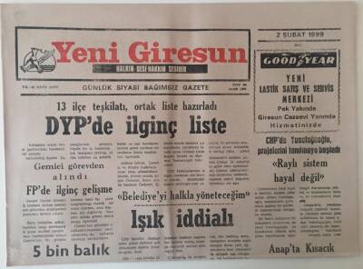 Yeni Giresun Gazetesi 2 Şubat 1999 - DYPde İlginç Liste GZ31083 - 1