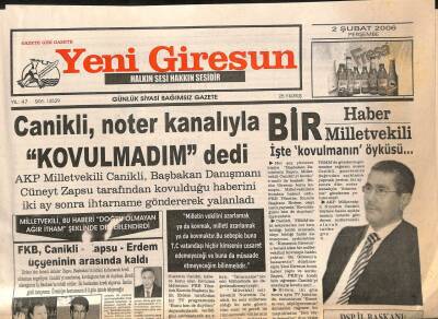 Yeni Giresun Gazetesi 2 Şubat 2006 - Nurettin Canikli Kovulmadım Dedi GZ108490 - 1