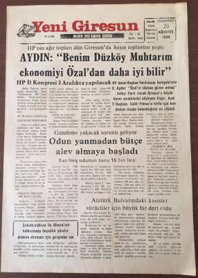 Yeni Giresun Gazetesi 20 Ağustos 1984 - Odun Yanmadan Bütçe Alev Almaya Başladı GZ6871 - 2