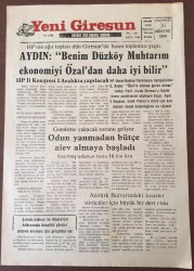 Yeni Giresun Gazetesi 20 Ağustos 1984 - Odun Yanmadan Bütçe Alev Almaya Başladı GZ6871 - 1