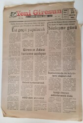 Yeni Giresun Gazetesi - 20 Ağustos 1993 - Giresun Adası Turizme Açılıyor - GZ43815 - 1