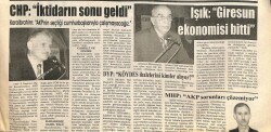 Yeni Giresun Gazetesi 20 Aralık 2006 - CHP İktidarın Sonu Geldi GZ101965 - 2