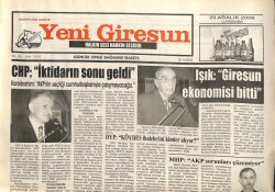 Yeni Giresun Gazetesi 20 Aralık 2006 - CHPİktidarın Sonu Geldi GZ101799 - 1