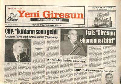 Yeni Giresun Gazetesi 20 Aralık 2006 - CHPİktidarın Sonu Geldi GZ101799 - 1