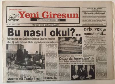 Yeni Giresun Gazetesi 20 Ekim 2005 - Zeytinlik Mahallesine Proje GZ28693 - 1