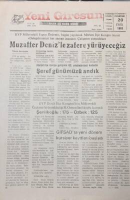 Yeni Giresun Gazetesi 20 Eylül 1993 Atatürkün İlimize Gelişinin 69.Yıldönümü GZ26024 - 1