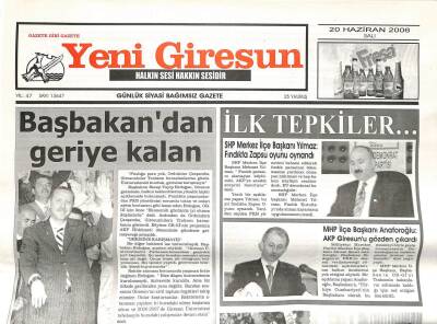 Yeni Giresun Gazetesi 20 Haziran 2006 - Akten AKP İl Başkanı GZ108669 - 1
