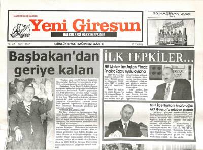 Yeni Giresun Gazetesi 20 Haziran 2006 - Futbolcular Görüşme Odasında GZ108671 - 1