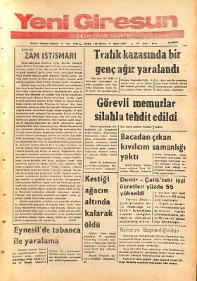Yeni Giresun Gazetesi 20 Mart 1974 - Görevli Memurlar Silahla Tehdit Edildi GZ108528 - 1