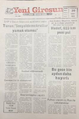 Yeni Giresun Gazetesi 20 Mart 1993 Hedef 823 Km Yeni Yol GZ25510 - 1