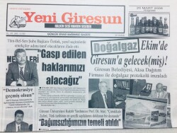 Yeni Giresun Gazetesi - 20 Mart 2008 - Doğalgaz Ekimde Giresuna Gelecekmiş GZ46496 - 2