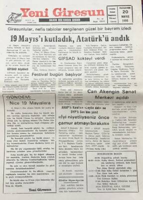 Yeni Giresun Gazetesi 20 Mayıs 1996 Can Akengin Sanat Merkezi Açıldı GZ30401 - 1