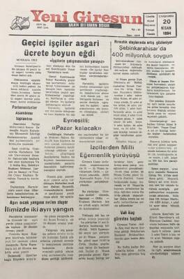 Yeni Giresun Gazetesi 20 Nisan 1994 Çevre Bakanı Rıza AkçalıGürültü Kirliliği En Az Çevre Kirliliği Kadar Önemli GZ25949 - 1