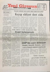 Yeni Giresun Gazetesi 20 Nisan 1996-Av. Bilal Demirin Ceseti Bulunamadı GZ14029 - 1