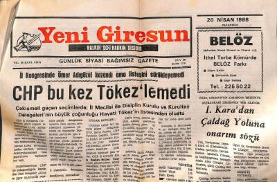 Yeni Giresun Gazetesi 20 Nisan 1998 - CHP Bu Kez Tökezlemedi GZ107990 - 1